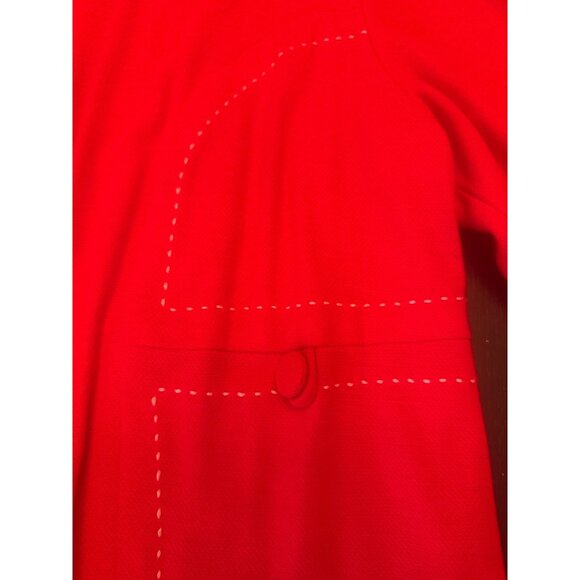 Vintage 70s Union Made Ladies Red Mod Shift Dress With Detailed Stitching Size 1 - Picture 2 of 6